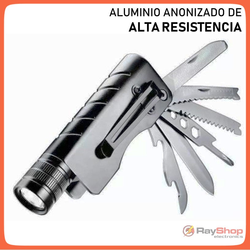 Linterna táctica multiherramienta 7 en 1 con LED T6 y clip (DT291) - foto 3