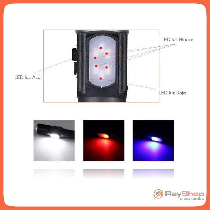 Linterna táctica CREE T6 de 3000 lúmenes con luz lateral y efecto patrulla - foto 3