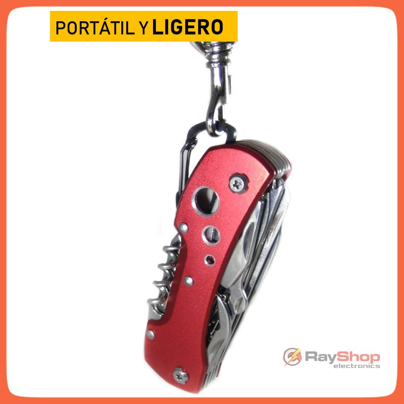 Navaja multiherramienta 12 en 1 de acero inoxidable en rojo - foto 3