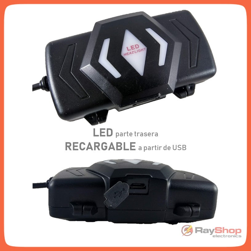 Lámpara frontal de 3 LED y 2500 lúmenes con sensor de mano y luz trasera (DT263) - foto 3