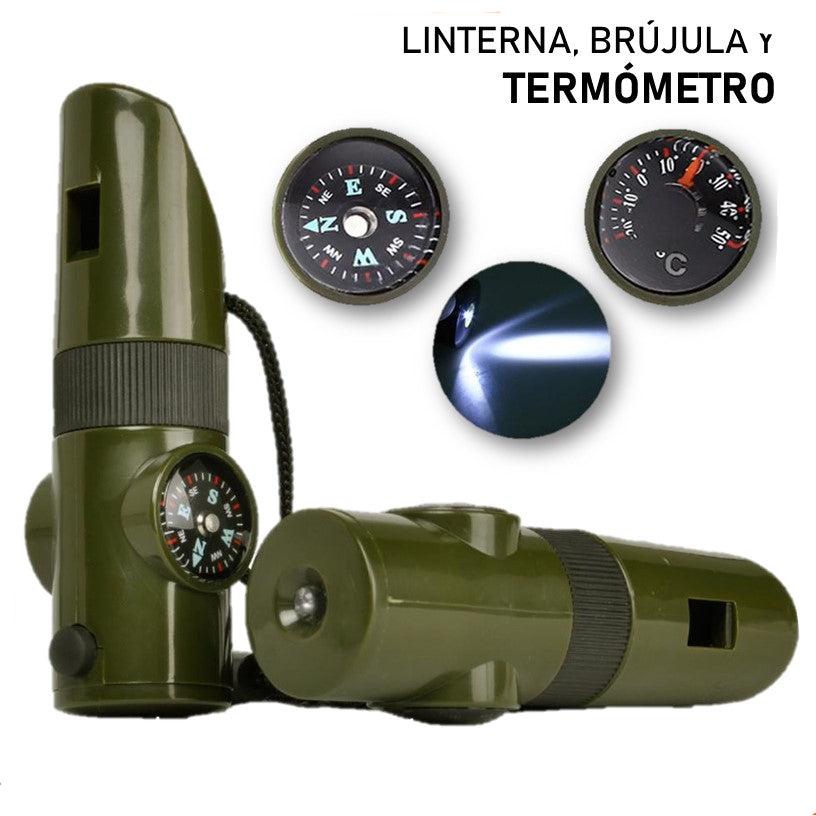 Silbato de supervivencia 7 en 1 con brújula, linterna, termómetro y lupa (PJ295) - foto 3