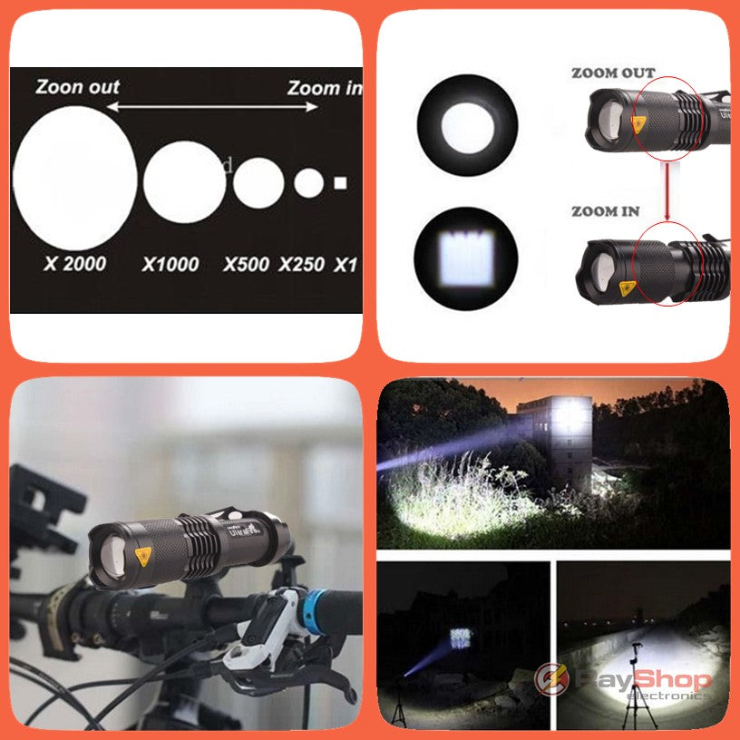 Mini linterna táctica de 1000 lúmenes con LED CREE Q5 y zoom - foto 3