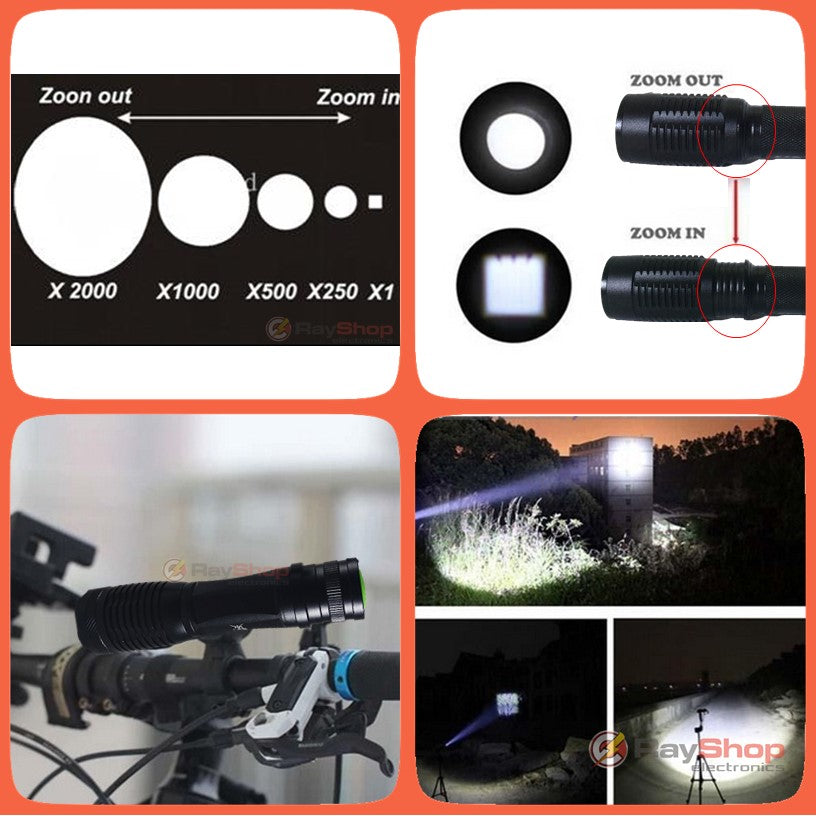 Mini linterna táctica de 3000 lúmenes con LED CREE U2 y correa de mano - foto 4