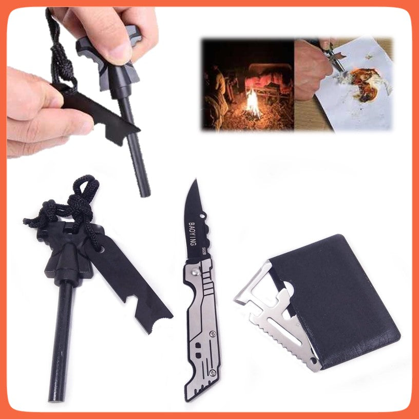 Kit de supervivencia táctico para acampar con lámpara, navaja y brújula (W01) - foto 4