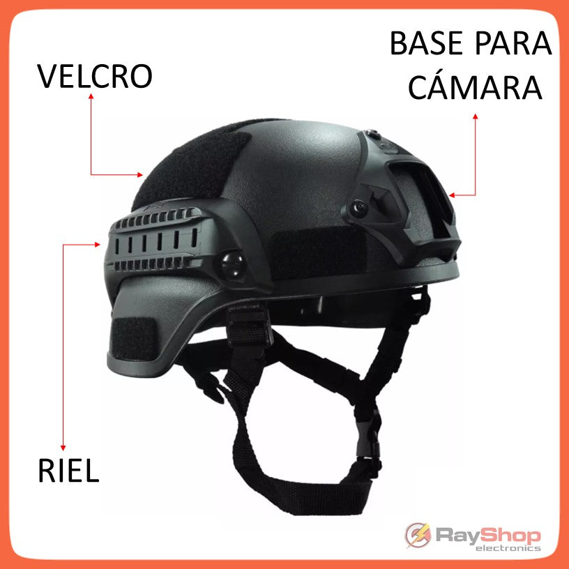 Casco táctico ligero con rieles y soporte frontal para cámara (2000) - foto 3