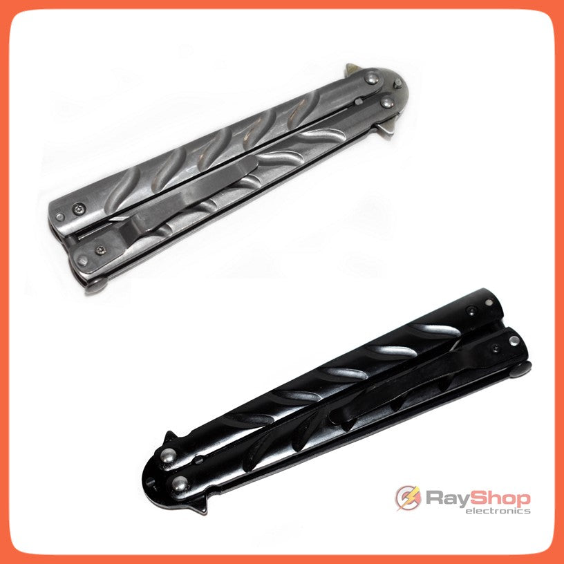 Navaja mariposa balisong de acero inoxidable con clip - foto 3