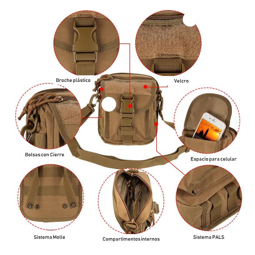 Bolsa táctica cruzada MOLLE de nylon 600D con 5 compartimentos - foto 5