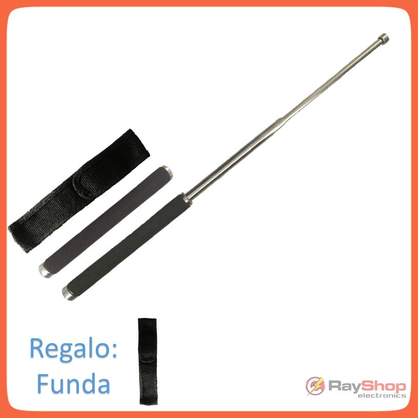 Bastón retráctil de acero de 19 pulgadas con funda de nylon