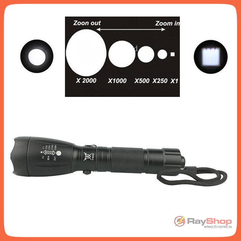 Linterna táctica de aluminio 3000 lúmenes LED T6 con zoom (T52T6) - foto 3