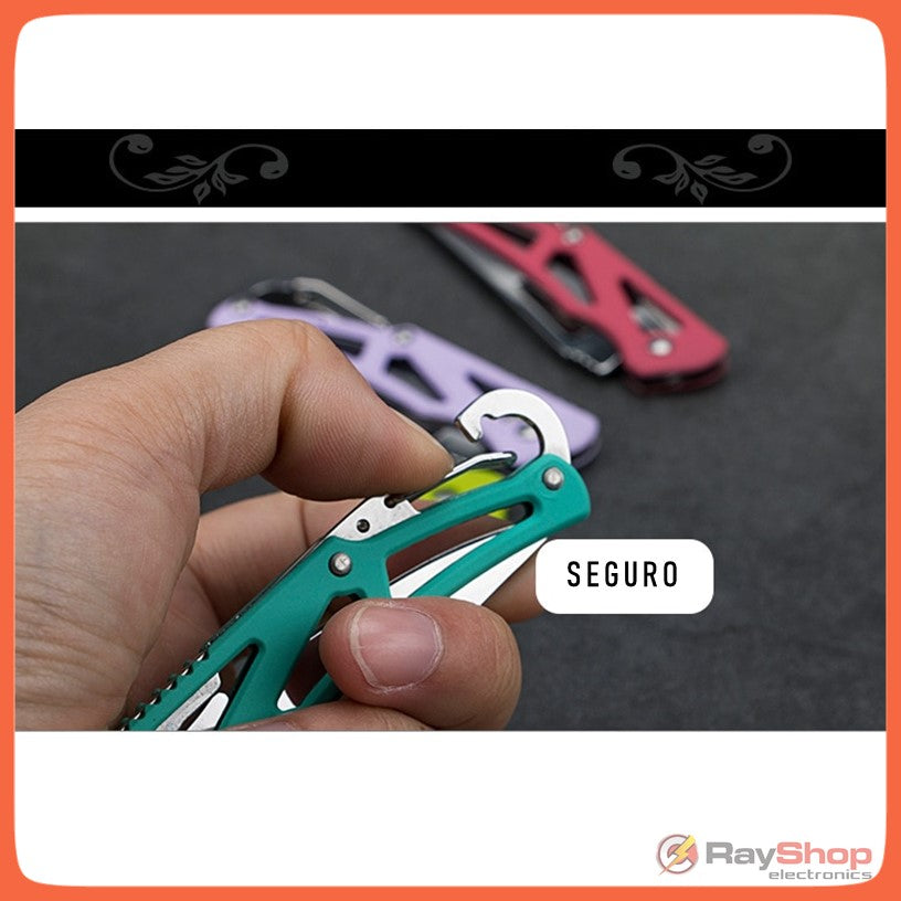 Mini navaja plegable con gancho para cinturón y llavero - foto 3