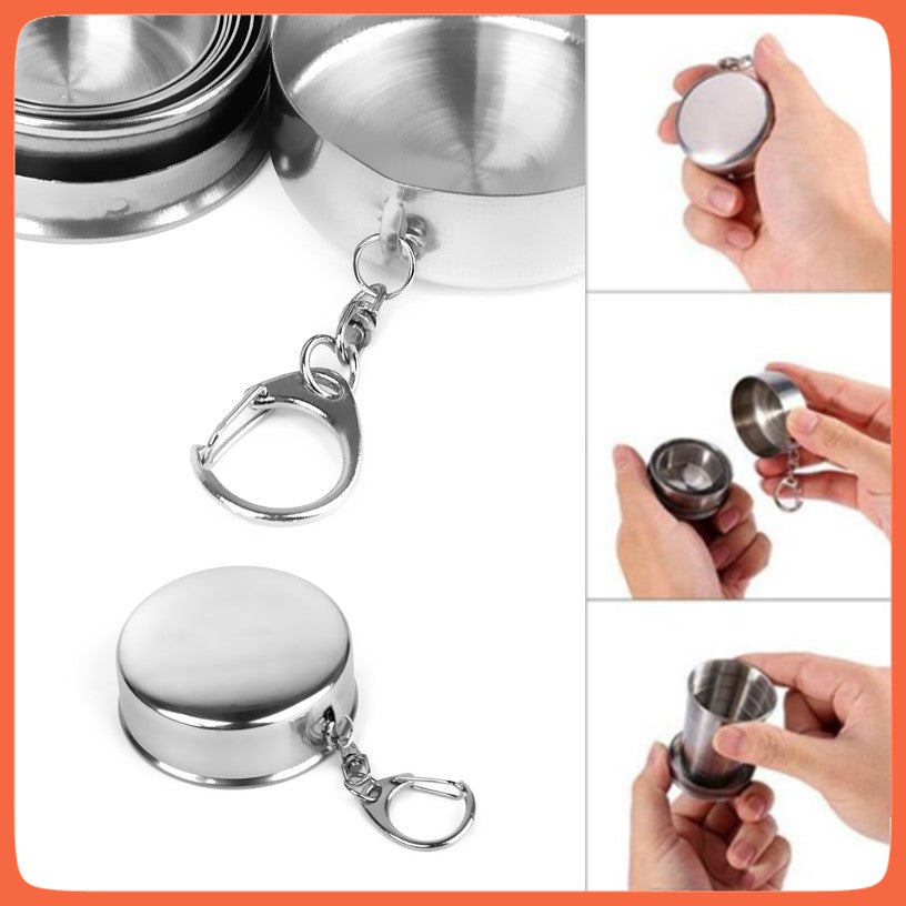 Vaso plegable de acero inoxidable de 50 ml para llavero - foto 3