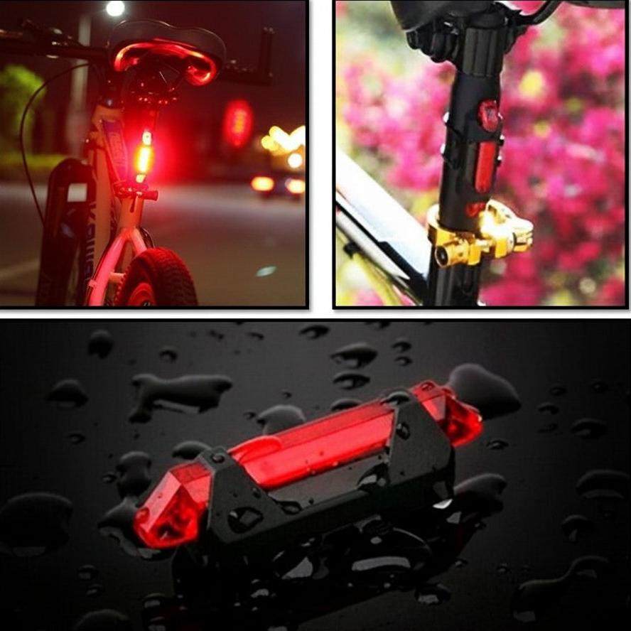 Luz trasera roja para bicicleta, recargable por USB y sellada - foto 4
