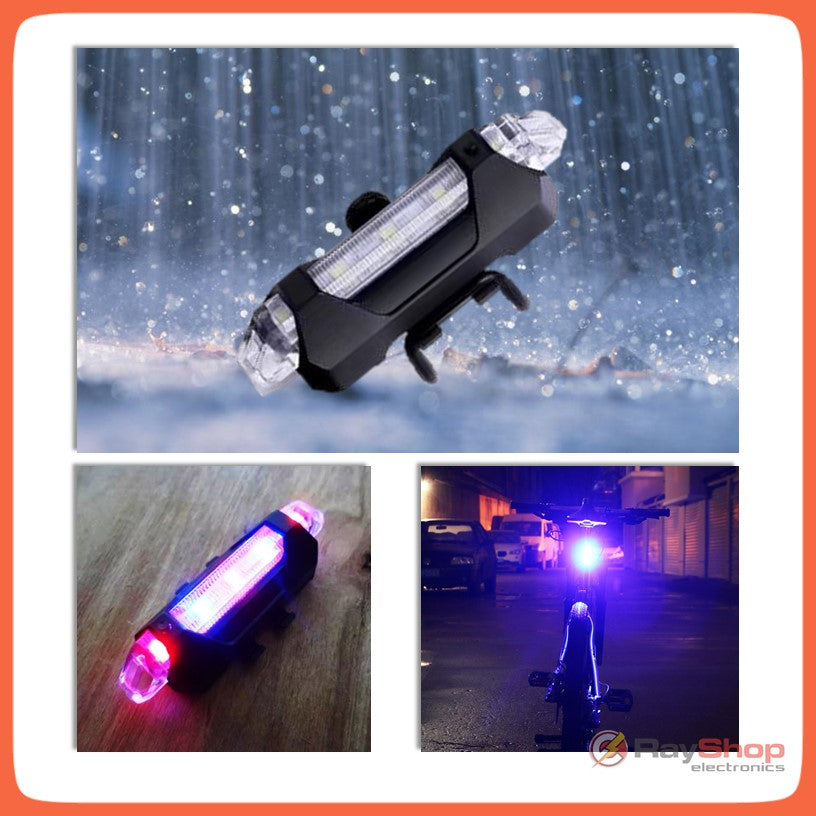 Luz trasera para bicicleta con LED rojo y blanco, recargable - foto 4