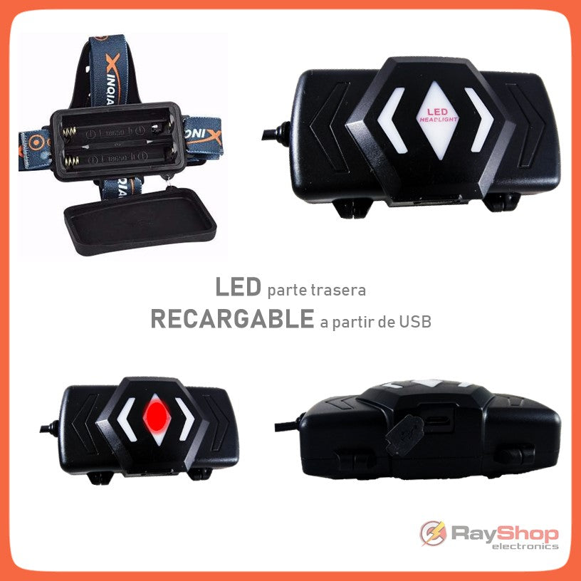 Linterna de cabeza de 5 LED y 9000 lúmenes con luz roja trasera (DT274) - foto 4