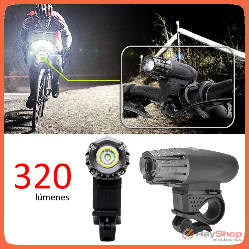 Luz para bicicleta recargable de 320 lúmenes con base giratoria 360° (T2256) - foto 4