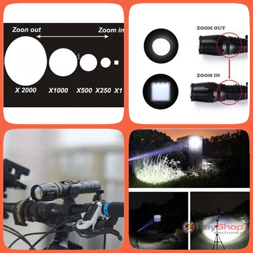 Linterna táctica de 2500 lúmenes con LED CREE T6 y zoom - foto 4