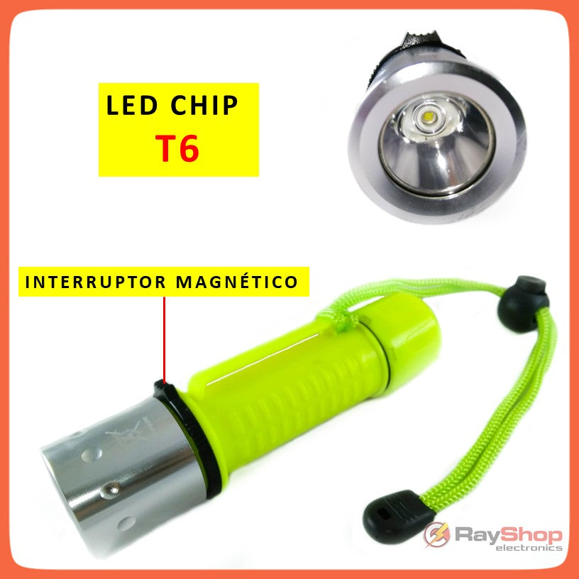 Linterna sumergible de 3000 lúmenes con chip T6 para buceo (DT266) - foto 4