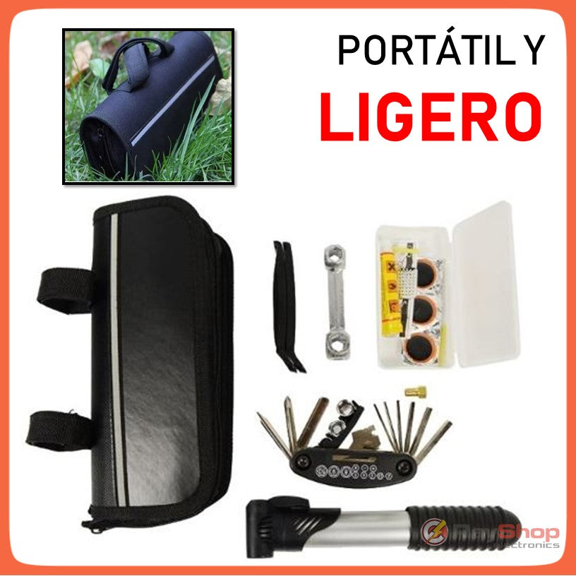 Kit de herramientas para bicicleta con bomba y parches - foto 2
