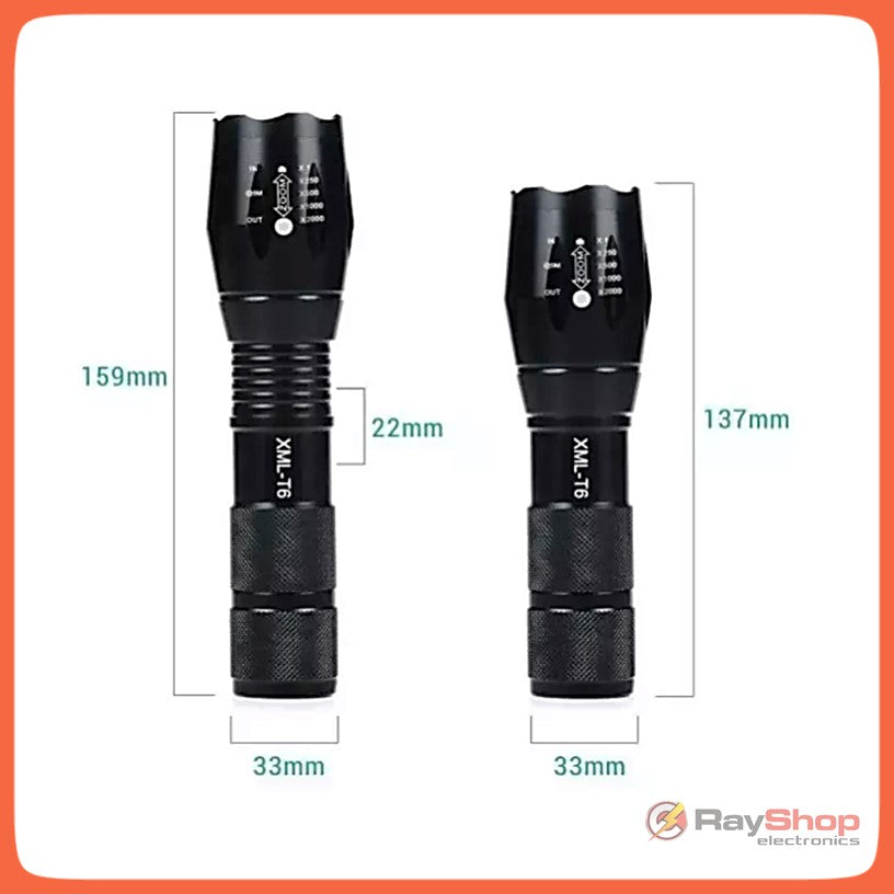 Lámpara táctica de 3000 lúmenes LED T9 Cree con zoom y USB DT62P - foto 3