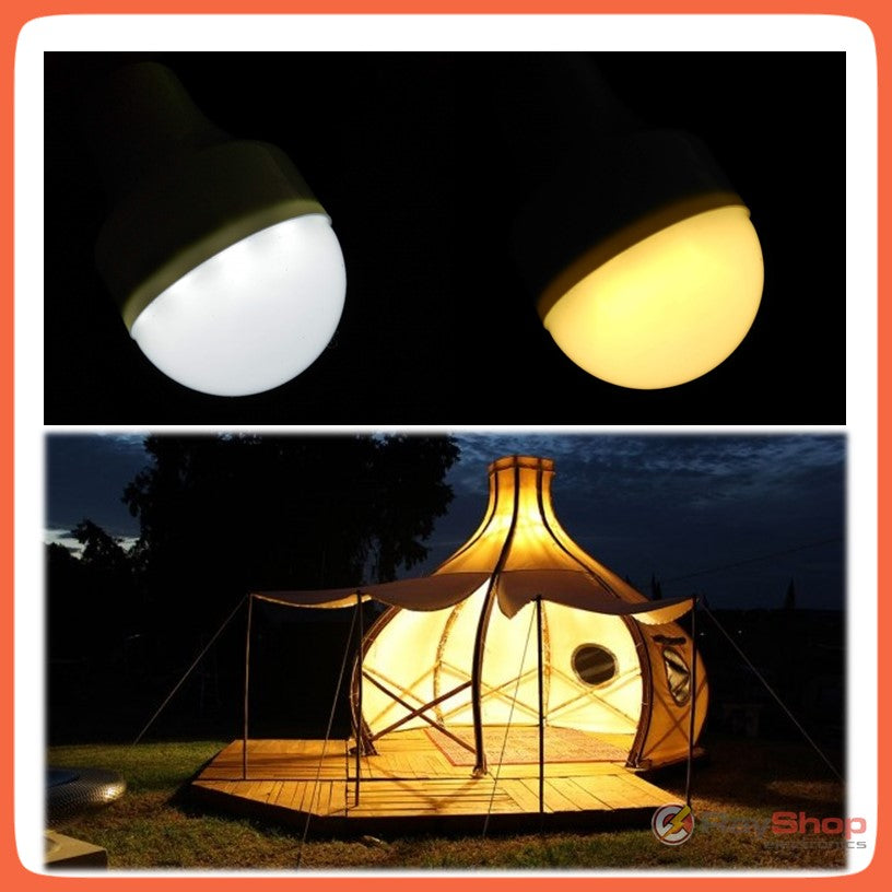 Foco LED recargable con panel solar, luz fría y cálida, con salida USB - foto 2