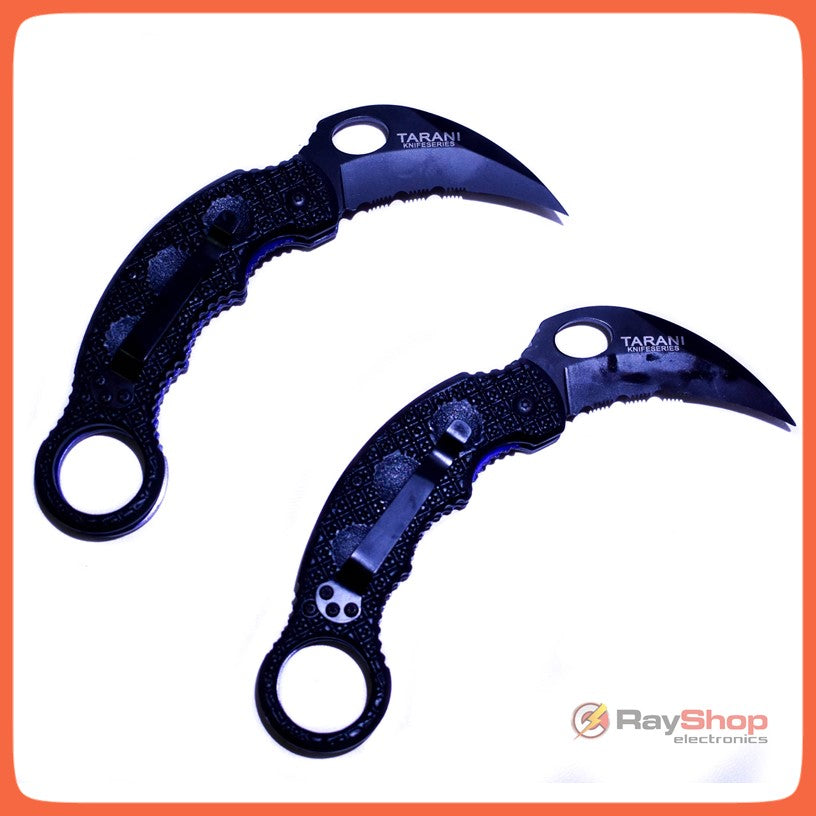 Navaja táctica tipo karambit plegable de acero inoxidable con clip - foto 4