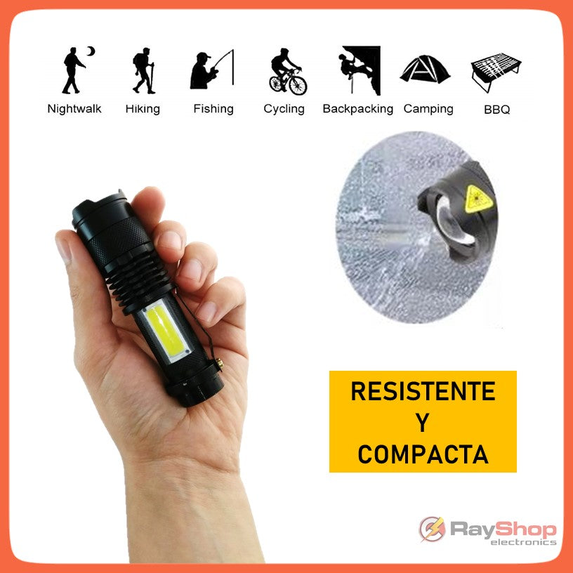 Mini lámpara táctica de 1200 lúmenes con clip y luz lateral COB - foto 2