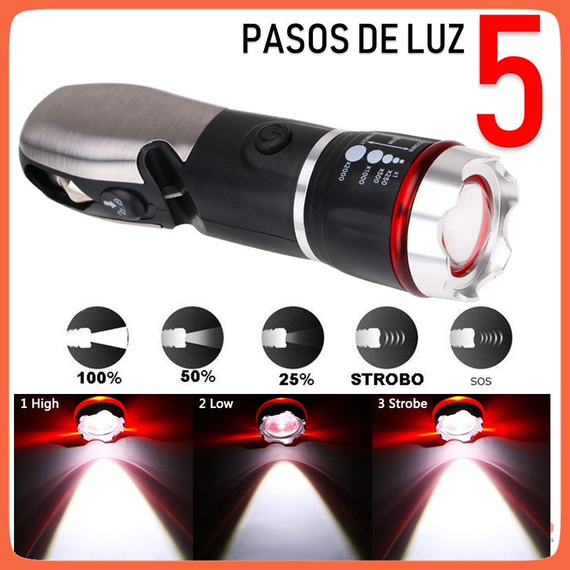 Linterna táctica multiherramienta 8 en 1 con LED T6 de 3000 lúmenes (D175) - foto 2