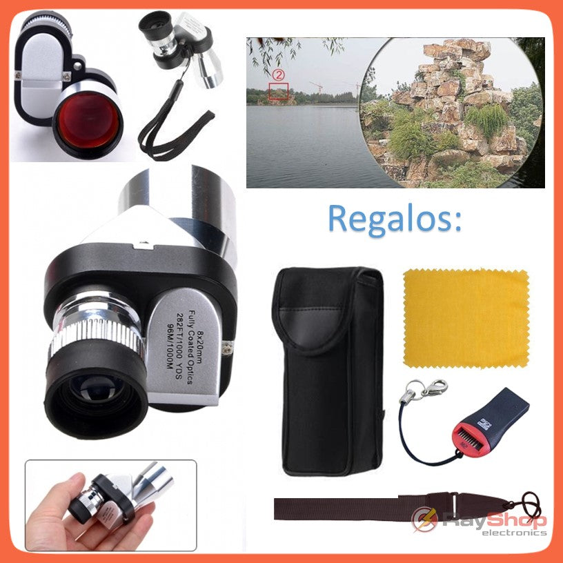 Monocular 8x20 de aluminio ultraportátil con funda, correa y paño - foto 4
