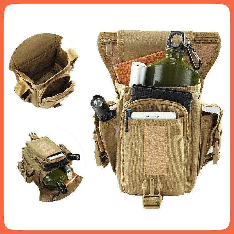 Mochila piernera táctica de nylon 600D, 1.5 L y 10 compartimentos (WZ032) - foto 5
