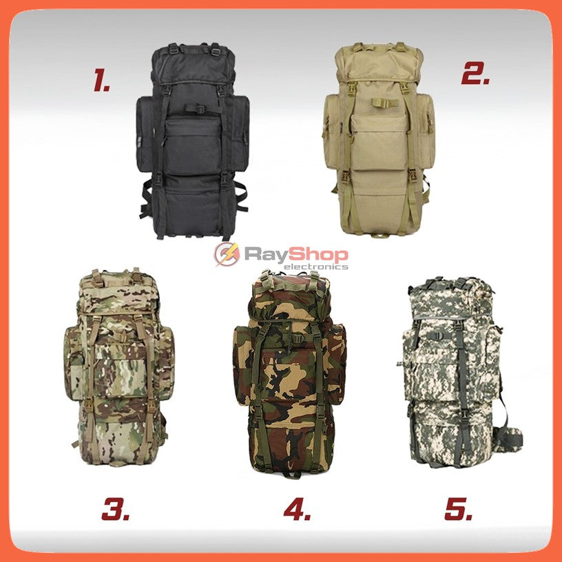Mochila táctica de 65 litros con estructura de aluminio y funda de lluvia - foto 2
