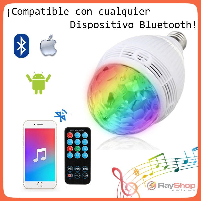 Foco bocina Bluetooth con disco giratorio LED RGB y control remoto (L002) - foto 4
