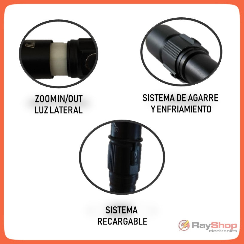 Mini linterna táctica 2 en 1 con imán, luz lateral y soporte para bici - foto 4