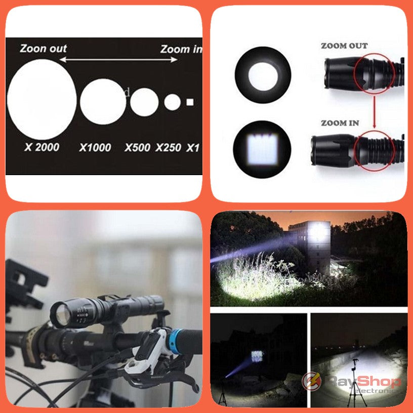 Linterna táctica CREE XM-L T6 de 2500 lúmenes con zoom y 5 modos (DT79) - foto 4