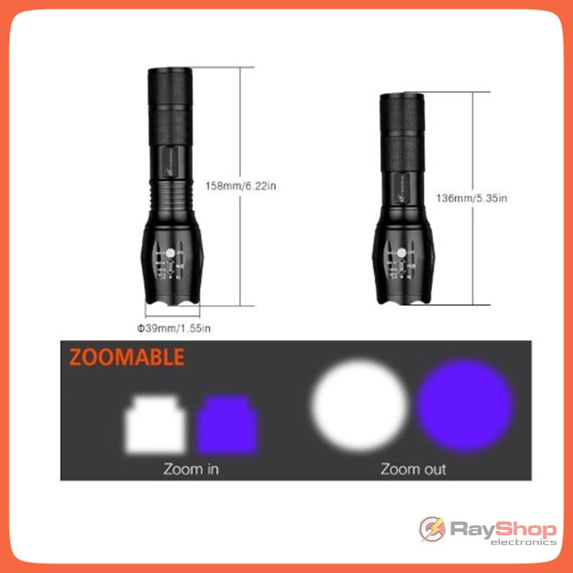 Lámpara de 3000 lúmenes para bicicleta con zoom y luz UV o blanca - foto 2