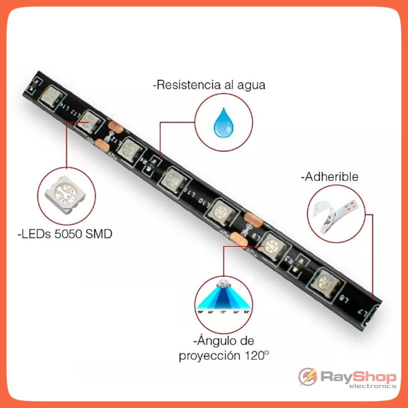 Tira LED RGB multicolor de 5 metros con control remoto (Q97-10) - foto 5