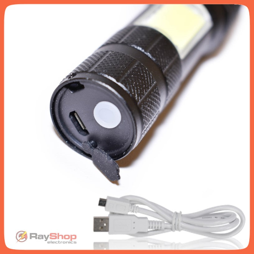 Lámpara táctica de 2500 lúmenes con LED CREE T6, COB lateral y zoom - foto 2