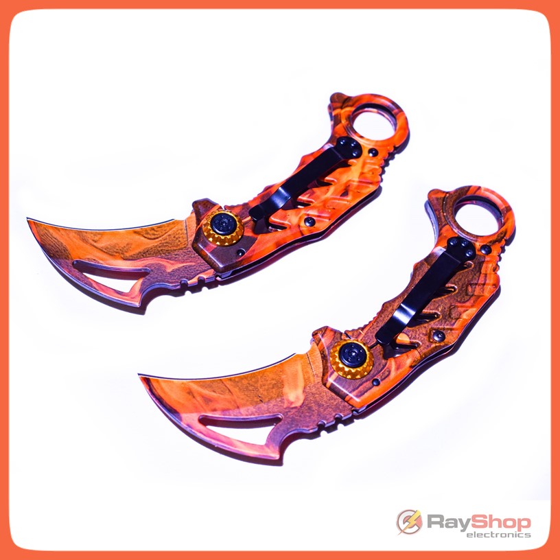 Navaja plegable estilo karambit de acero inoxidable con clip (101-7) - foto 4