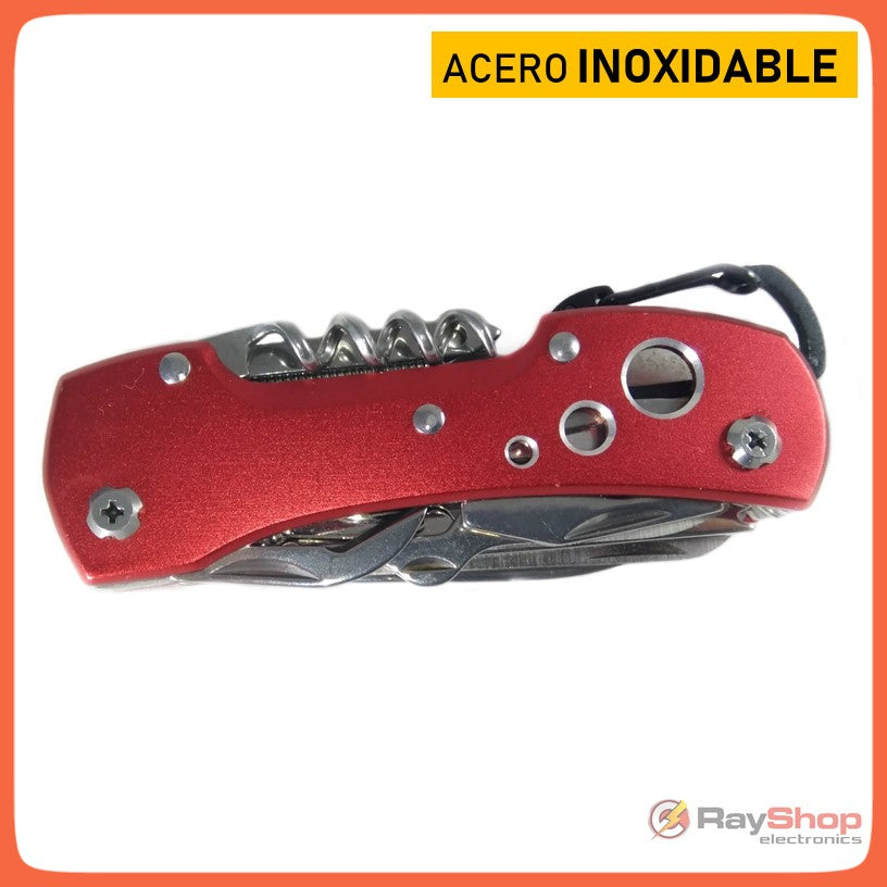Navaja multiherramienta 12 en 1 de acero inoxidable en rojo - foto 4