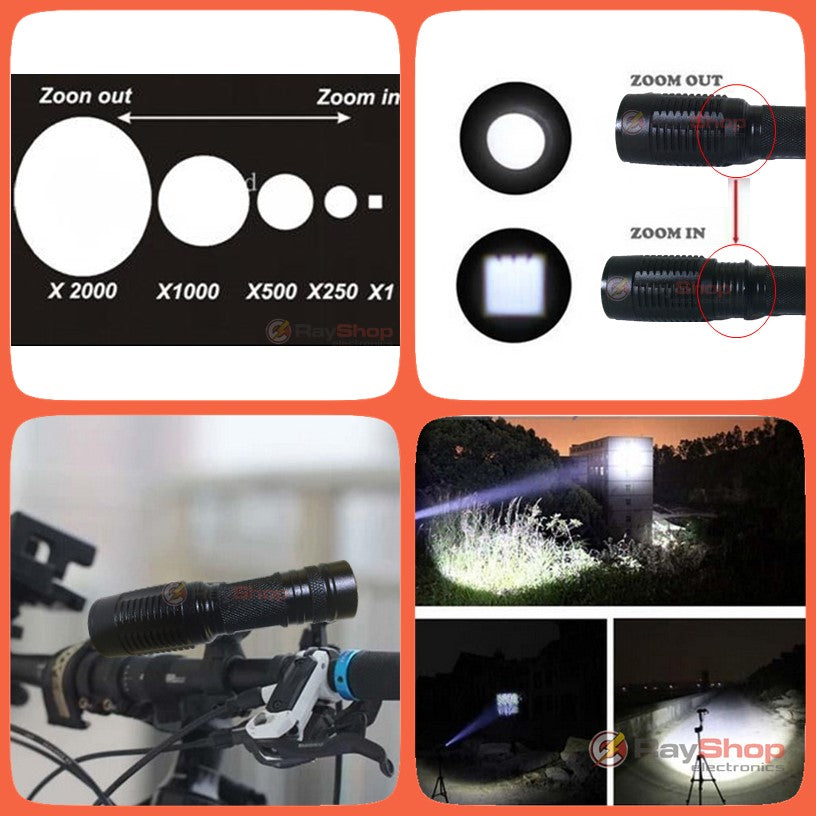 Mini linterna táctica de 2800 lúmenes con LED CREE U2 y zoom - foto 4