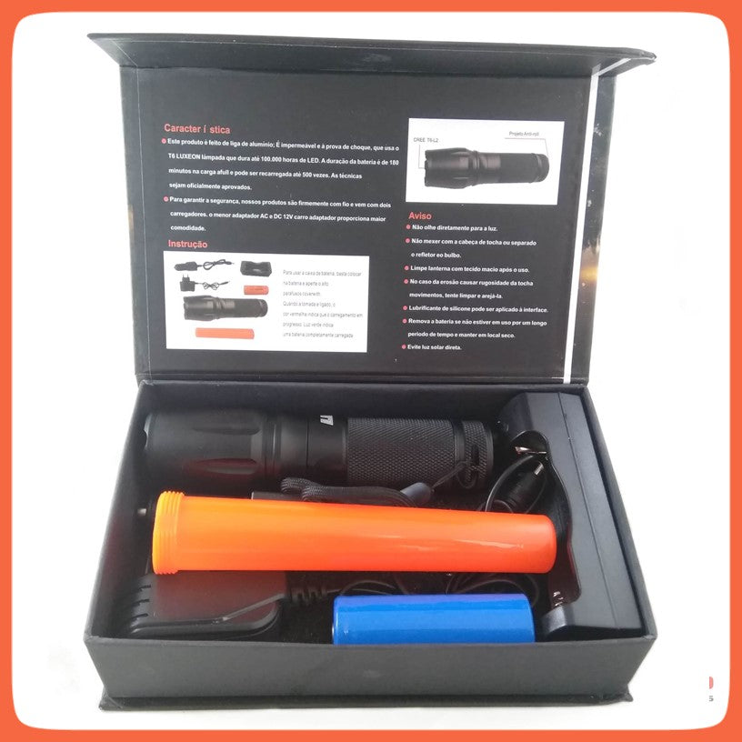 Linterna táctica recargable 3000 lúmenes con zoom y cono de señalización (X900) - foto 4