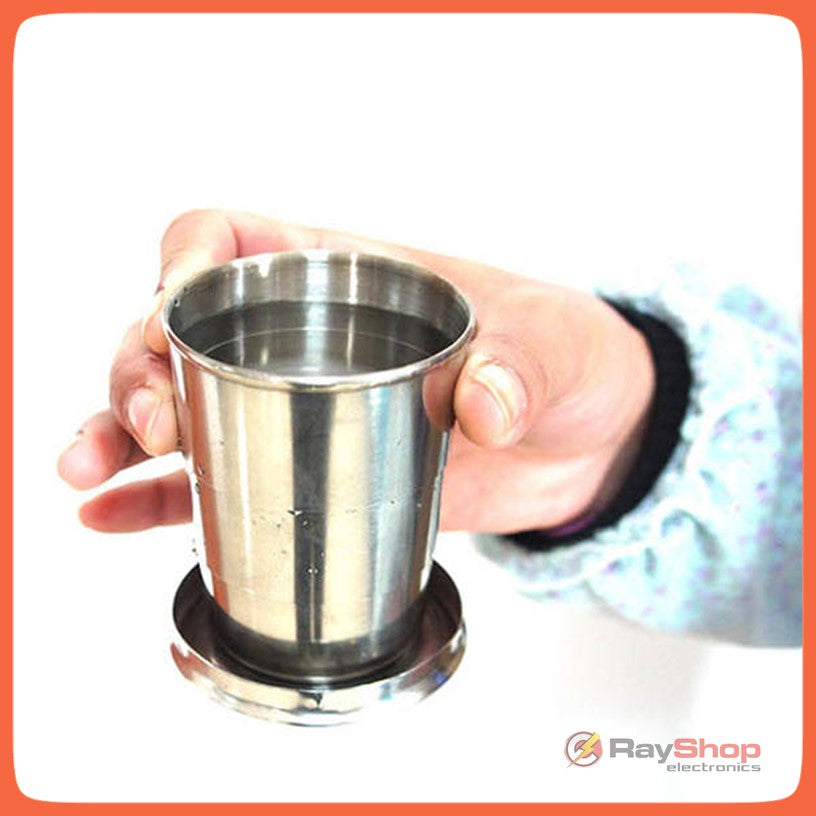 Vaso plegable de acero inoxidable de 140 ml para llavero - foto 3