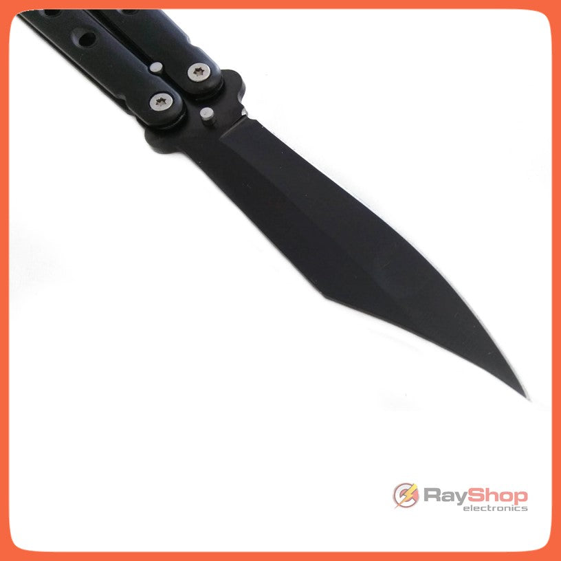 Navaja mariposa balisong negra de acero inoxidable - foto 3