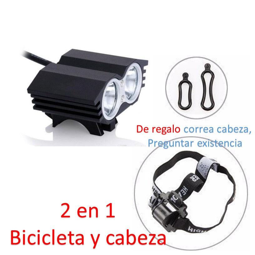 Lámpara frontal para bicicleta de 5000 lúmenes con 2 LED Cree y 5 modos - foto 2