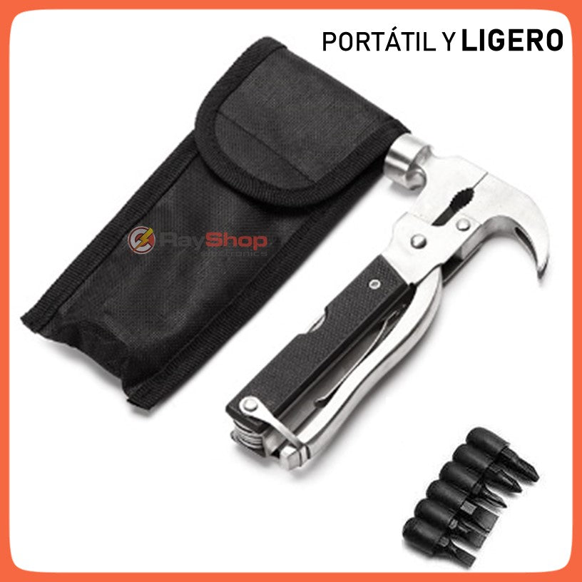 Multiherramienta martillo 12 en 1 de acero inoxidable con funda - foto 4