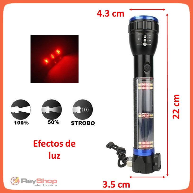 Linterna táctica solar con rompe vidrios, corta soga y power bank (DT261) - foto 4
