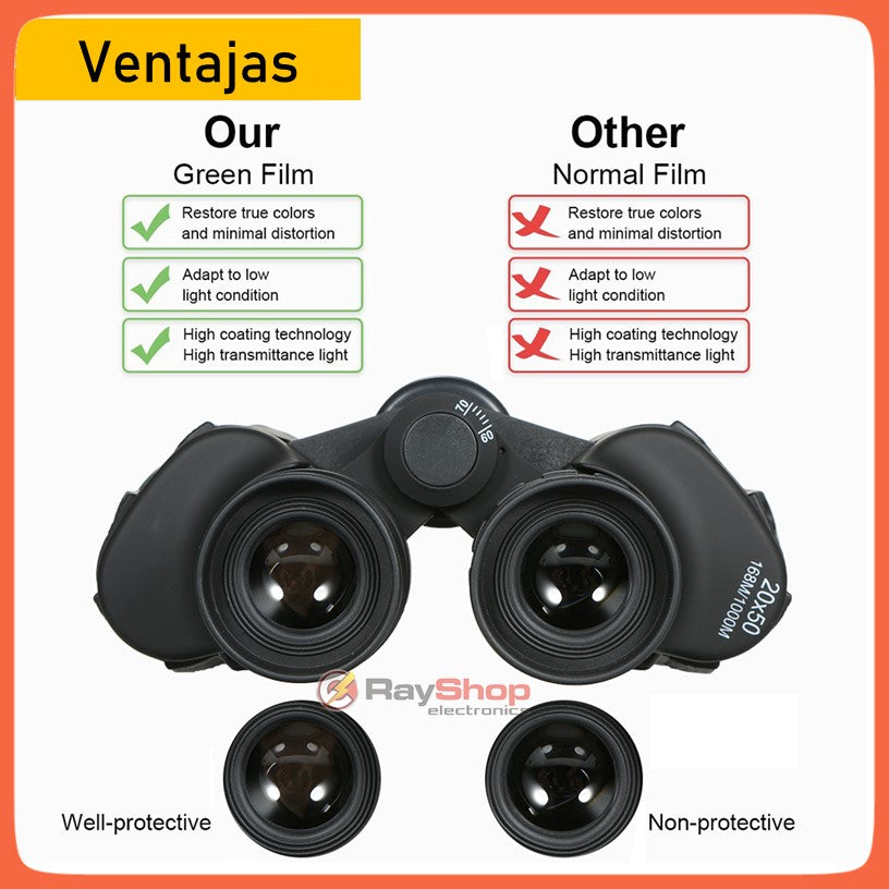 Binoculares plegables 20x50 de largo alcance con antivaho y rosca para tripié - foto 2