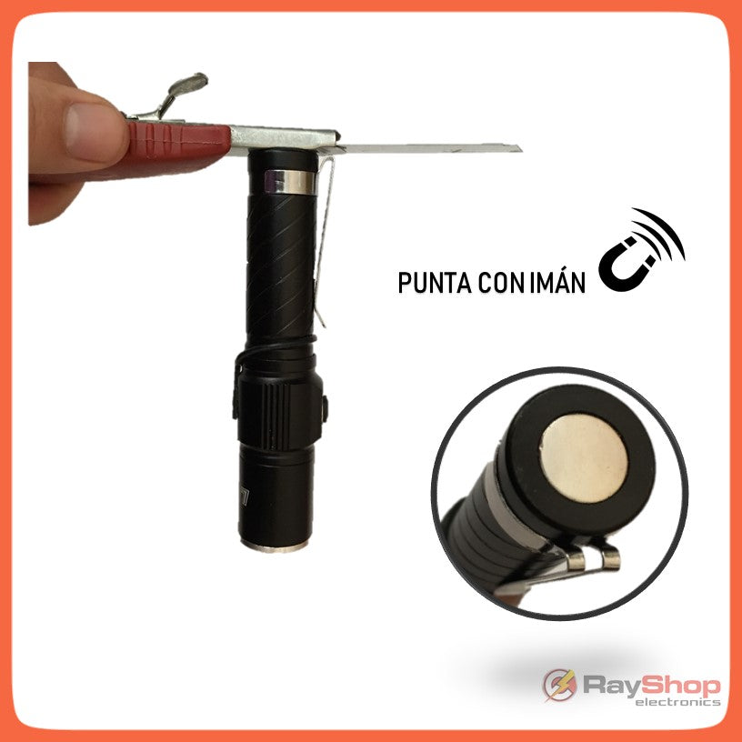 Mini linterna táctica 2 en 1 con imán, luz lateral y soporte para bici - foto 5