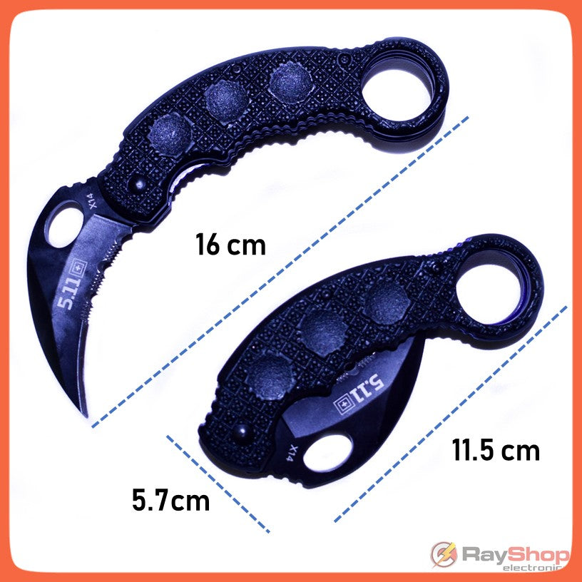 Navaja táctica tipo karambit plegable de acero inoxidable con clip - foto 5