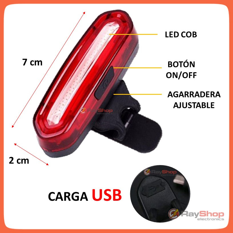 Luz trasera para bicicleta recargable en rojo, azul y magenta - foto 5