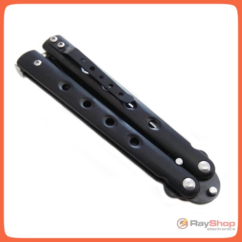 Navaja mariposa balisong negra de acero inoxidable - foto 4